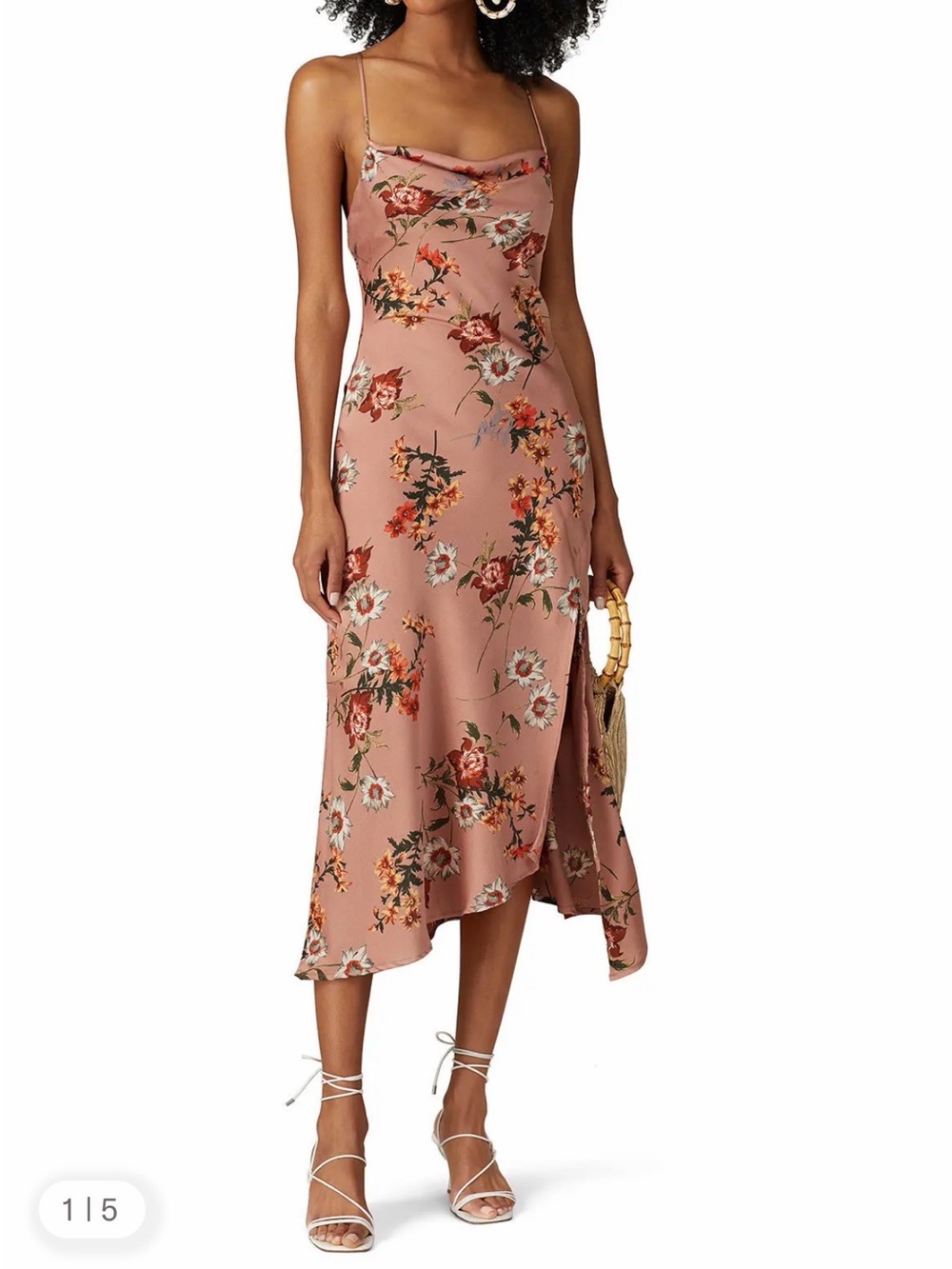 Astr Floral Cowl Slip Midi Dress - Dusty Rose Floral